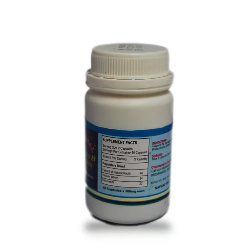 Paxherbal Formula B Capsules product image back side