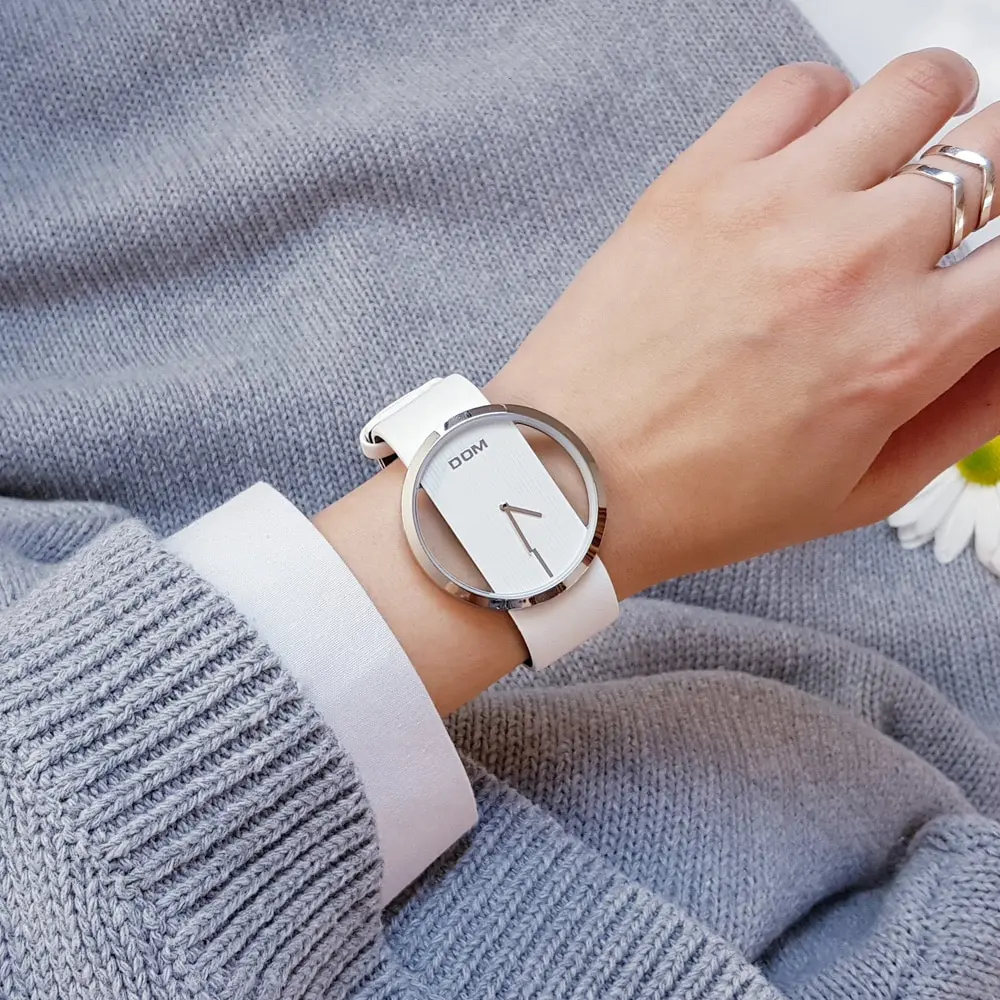 DOM fashion Women Watches Japan Movement Women's watches Quartz Watch wristwatch girl waterproof simple Clock genuine leather 5