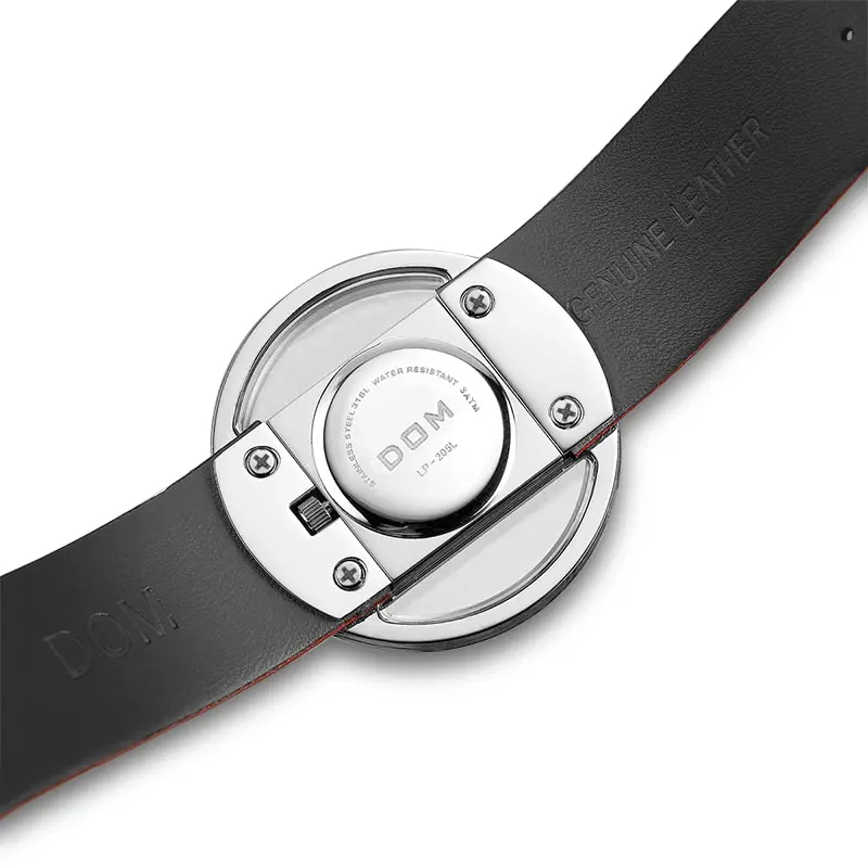 DOM fashion Women Watches Japan Movement Women's watches Quartz Watch wristwatch girl waterproof simple Clock genuine leather 3