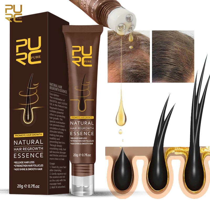 PURC Natural Hair Growth Oil Thickener Essence Anti Hairs Loss Care Scalp Massage Roller Treatments Fast Grow Hair Oil Products 2