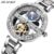 SENORS Women Automatic Mechanical Watches Stainless Steel Fashion Hollow Self-Winding Wristwatch Ladies Luxury Clock